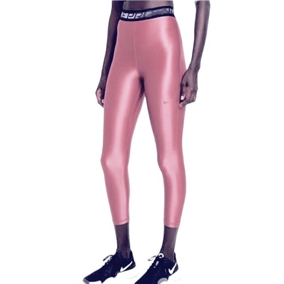 Nike Pants - Nike Pro High Waisted 7/8 Legging in Shiny Cool Rose Size large
